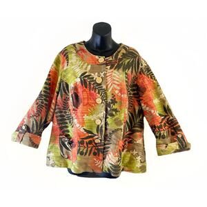Alexis & Avery Blazer Jacket Women 20 Tropics Safari Tapestry Vibrant LG Buttons